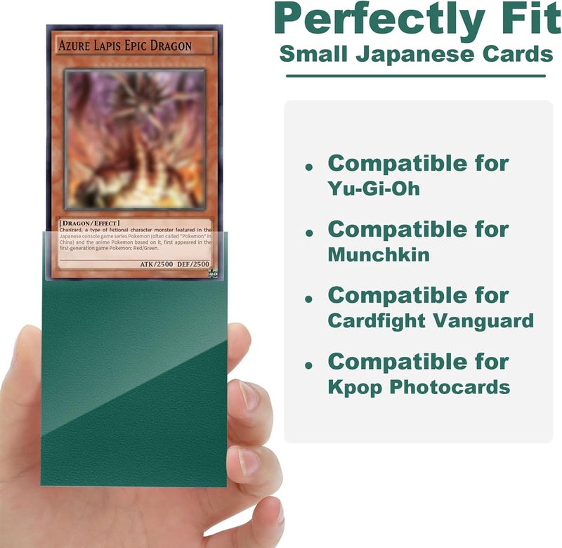 Fabmaker Green Card Sleeve 200 Pack Compatible with Yu-gi-oh Card Sleeve Japanese Small Card Sleeves Photocard Sleeves 62x89mm, Back Textured Perfect Shuffling, Protect Your Japanese Sized Never Tear - Image 5